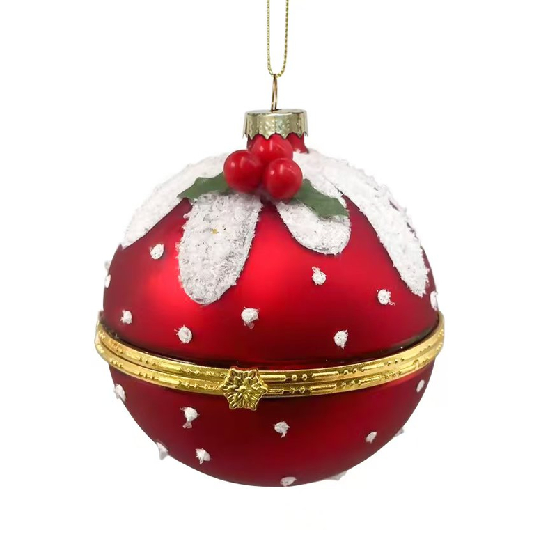 Christmas painted ball-shape glass toy, can be opened, Christmas decoration KMB82006