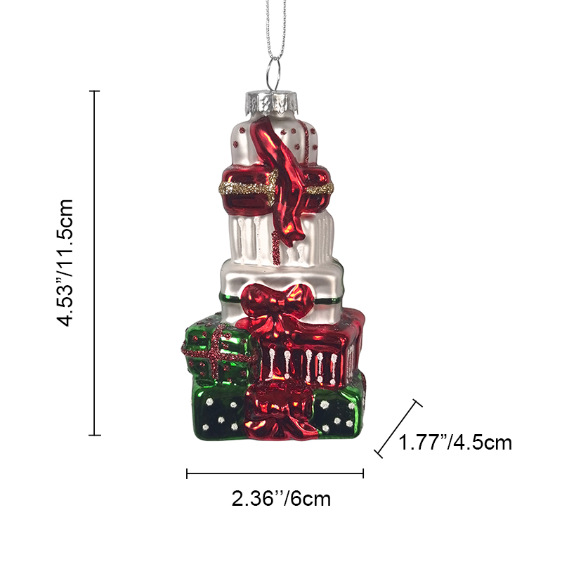 Glass present box ornament, Christmas glass toys, Christmas decoration KMT81023