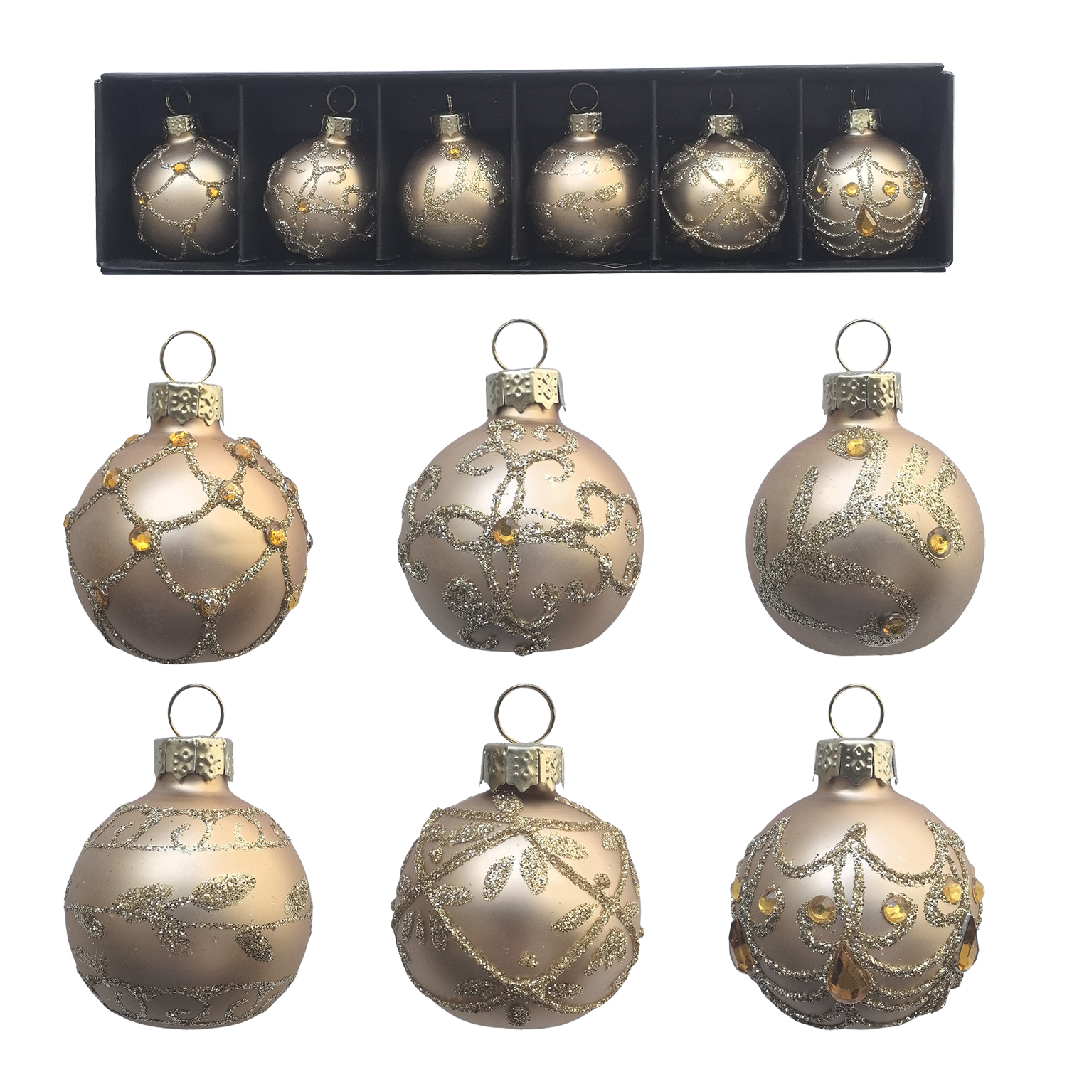 Glass ball set, set of six glass ball ornaments, Christmas decorations KMB88001