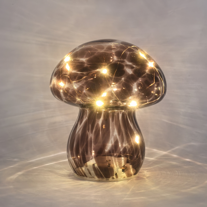 Glass Mushroom with led lights, glass decoration with LED lights, Christmas decoration KML81019