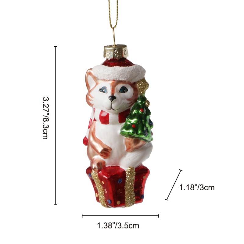 Glass fox ornament, glass toys, Christmas decoration KMT81059