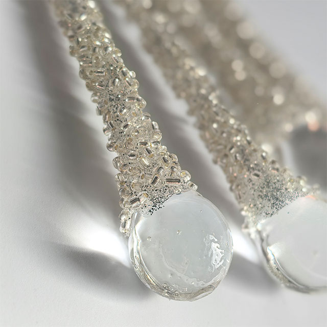 Glass icicle with glitter,Christmas decoration KMI82002