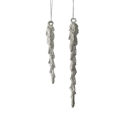 Glass icicle with glitter, Christmas decoration KMI82001