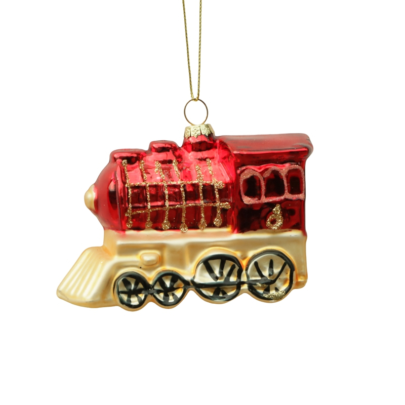 Christmas glass toys, glass train decoration with resin, Christmas decoration KMT81041