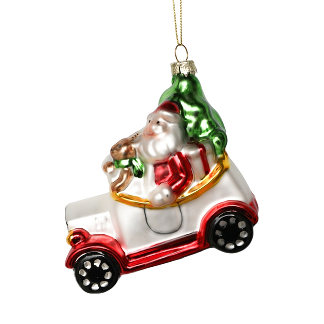Christmas glass toys, glass car decoration with resin, Christmas decoration KMT81006