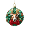 Christmas decoration, glass deer head with garland, glass toys KMT81046