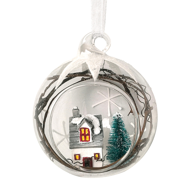 Christmas glass ball with resin decoration inside，Christmas decoration KMB86005