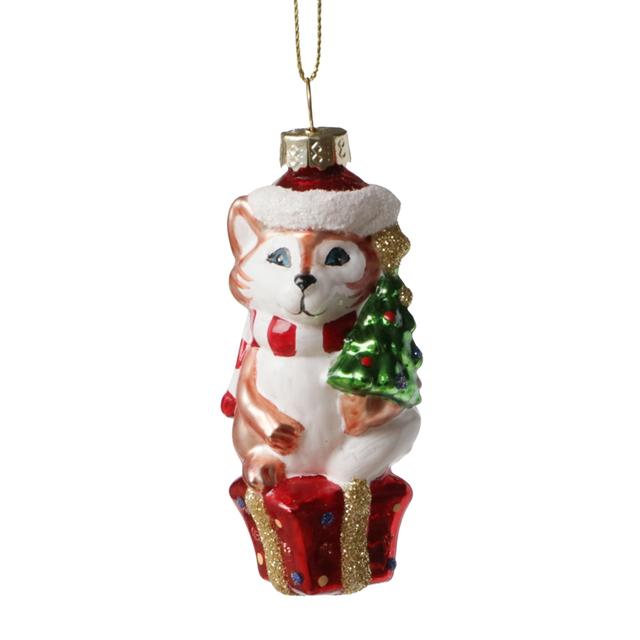 Glass fox ornament, glass toys, Christmas decoration KMT81059