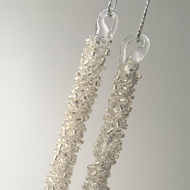 Glass icicle with glitter,Christmas decoration KMI82002