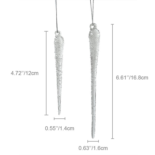 Glass icicle with glitter,Christmas decoration KMI82004