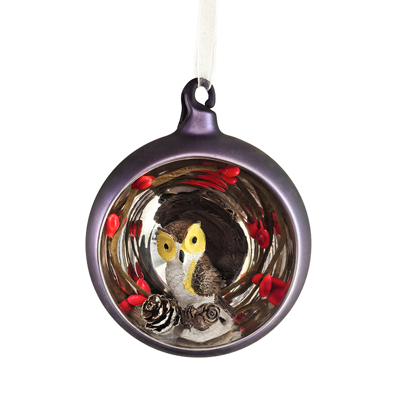Christmas glass ball with resin decoration inside，Christmas decoration KMB86003