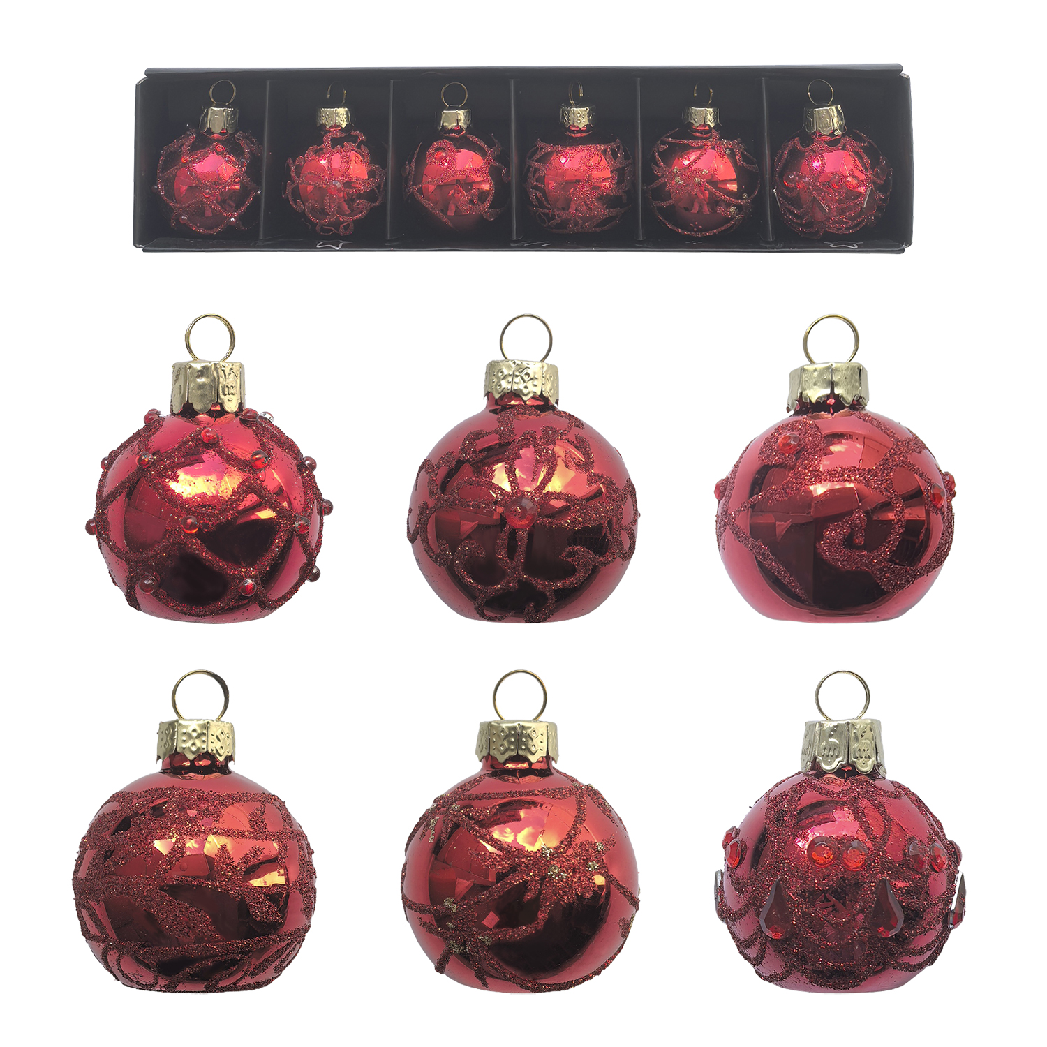 Glass ball set, set of six glass ball ornaments, Christmas decorations KMB88001