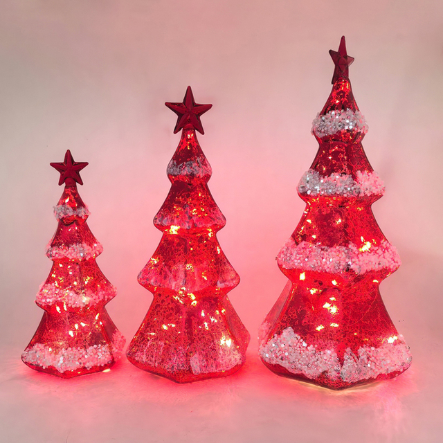 Glass Christmas tree with led lights, glass decoration with LED lights, Christmas decoration KML81025