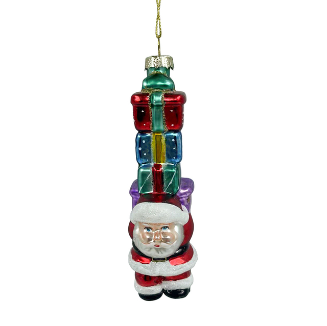 Glass Santa with gifts, Christmas glass toys, Christmas decoration KMT81054