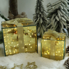 Glass gife box with led lights, glass decoration with LED lights, glass toy KML81007