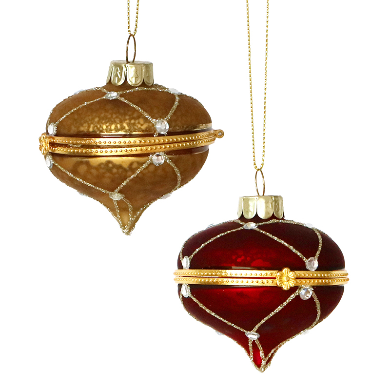 Christmas glass ball can be opened，hand painted Onion shape, Christmas decoration KMB82002 