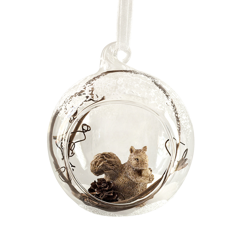 Christmas glass ball with resin decoration inside，Christmas decoration KMB86002