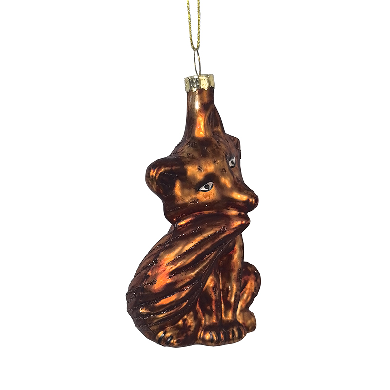 Christmas ornament, glass fox toy,Christmas decoration KMT81026